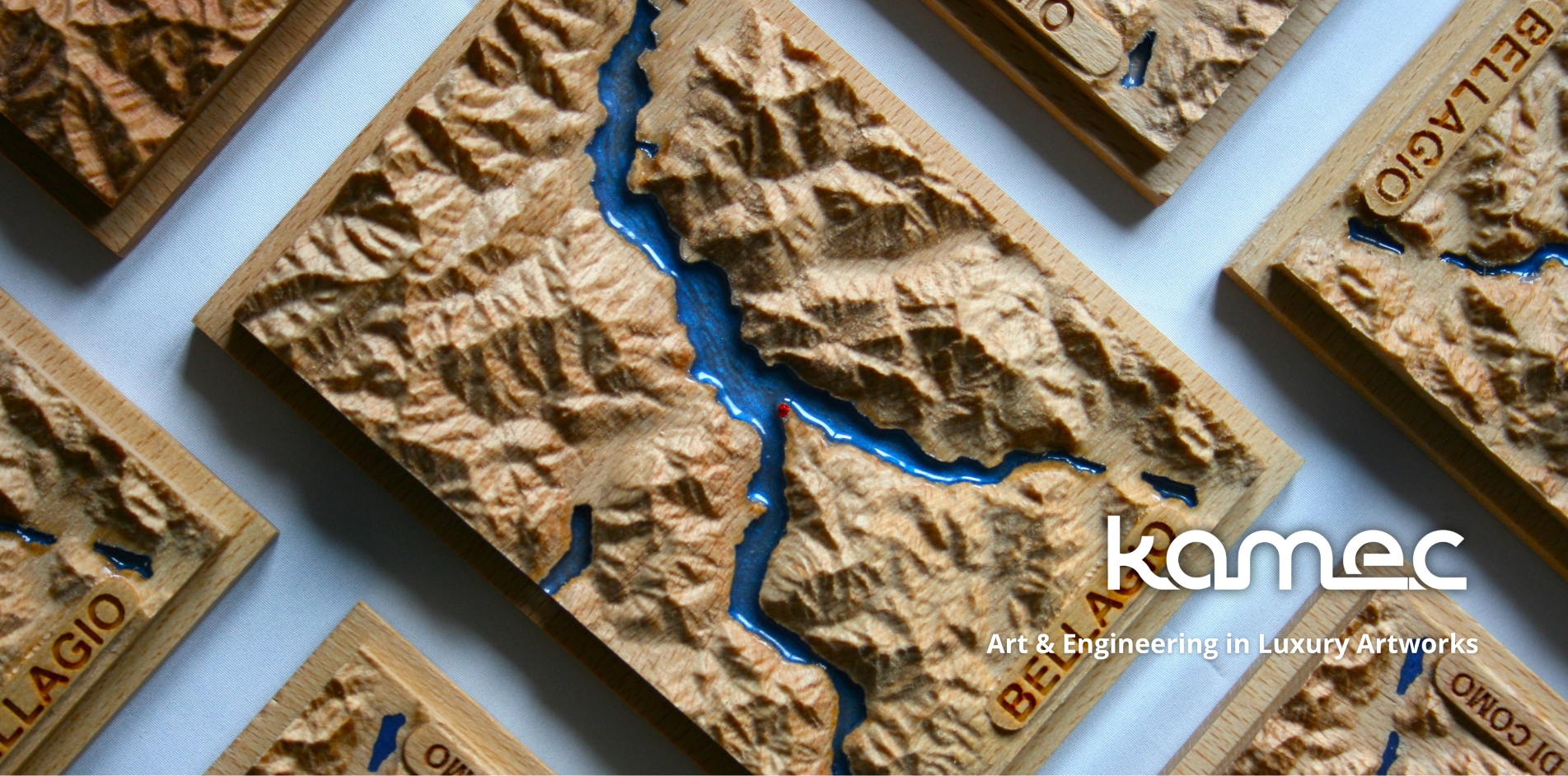 Collezione di quadri in legno e resina del Lago di Como.
